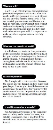 Information on wills: definitions, benefits, cost, and validity in other states.