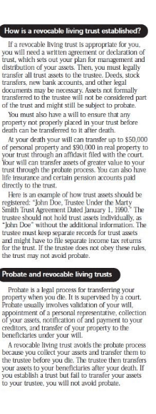 Text about establishing and using revocable living trusts.